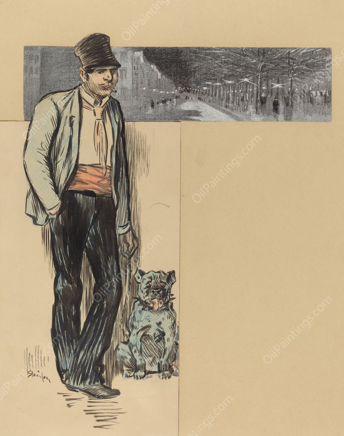 To The Village by Theophile Alexandre Steinlen - Hand-Painted Oil Painting Reproduction