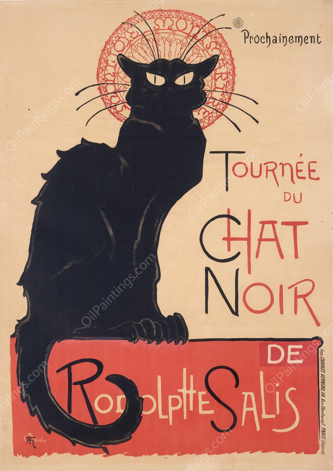 Tournee du Chat Noir  by Theophile Alexandre Steinlen - Hand-Painted Oil Painting Reproduction