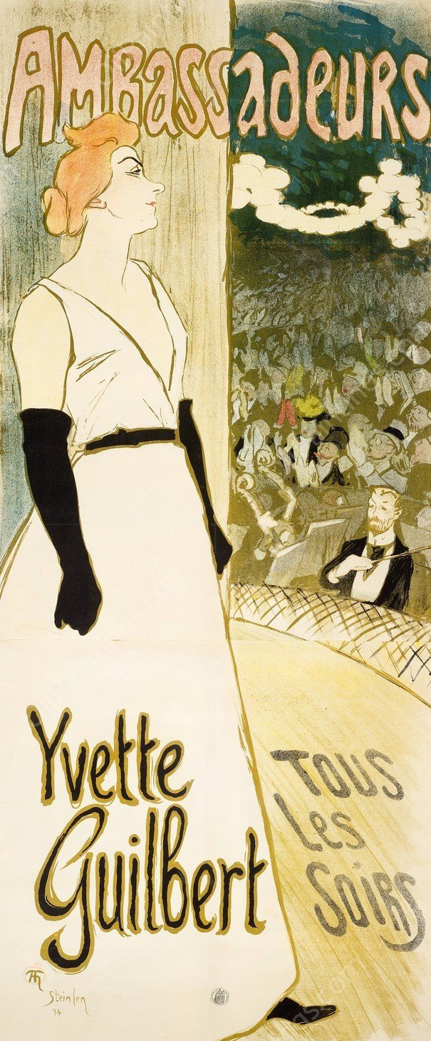Yvette Guilbert  by Theophile Alexandre Steinlen - Hand-Painted Oil Painting Reproduction