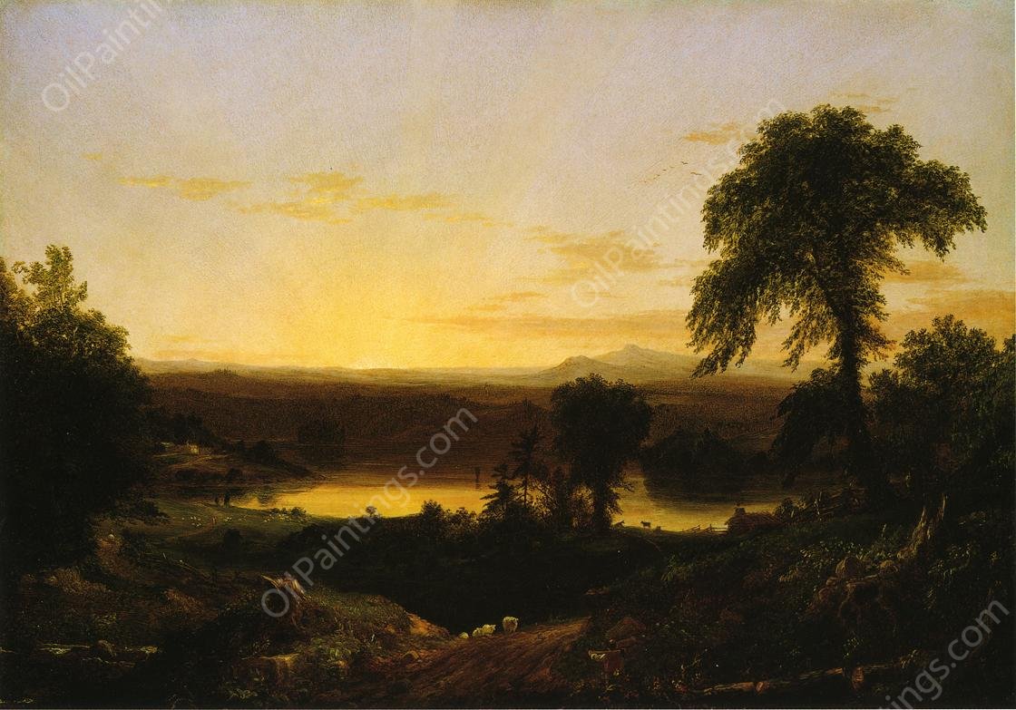 Summer Twilight: A Recollection of a Scene in New England by Thomas Cole - Hand-Painted Oil Painting Reproduction