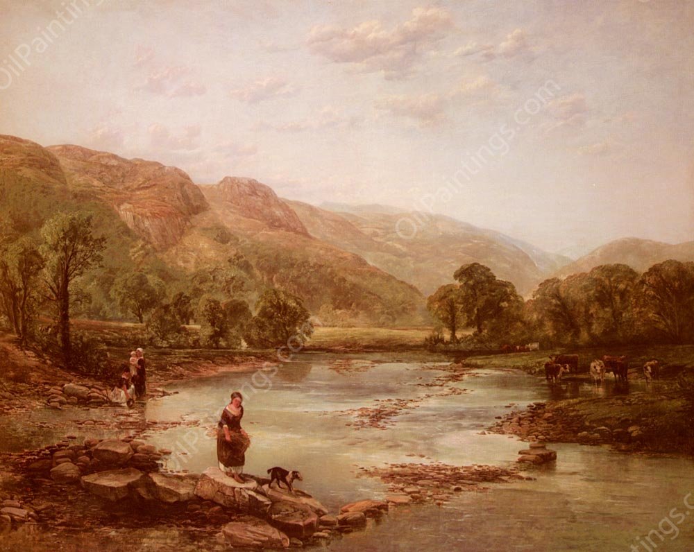 Shallow Streams by Thomas Creswick - Hand-Painted Oil Painting Reproduction