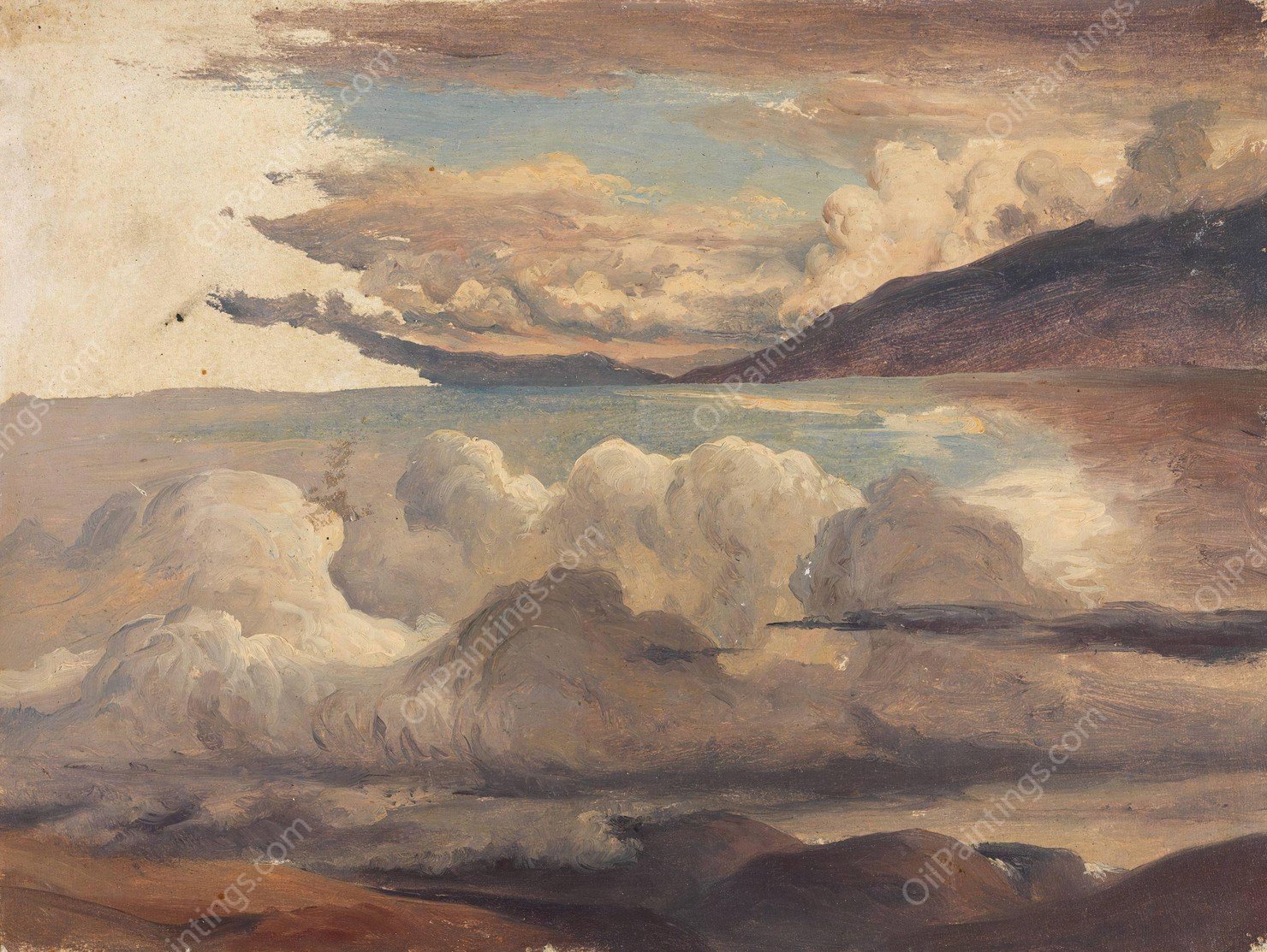 Clouds over the Fjord by Thomas Fearnley - Hand-Painted Oil Painting Reproduction
