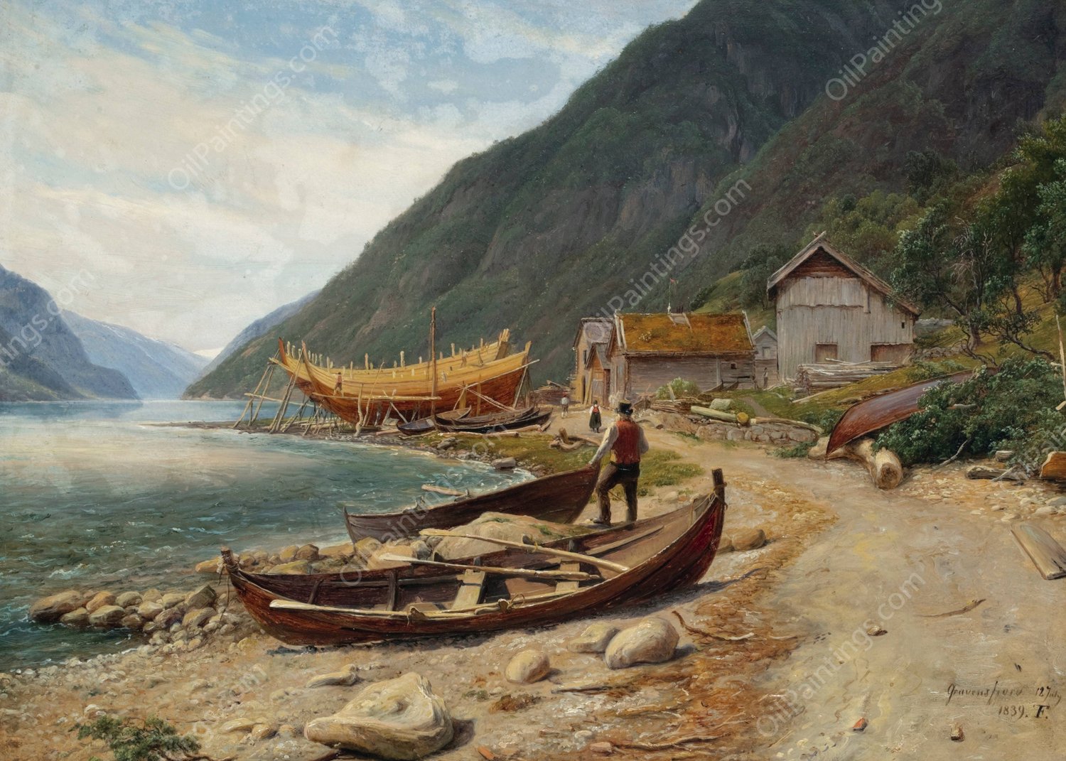 Gravensfjord  by Thomas Fearnley - Hand-Painted Oil Painting Reproduction