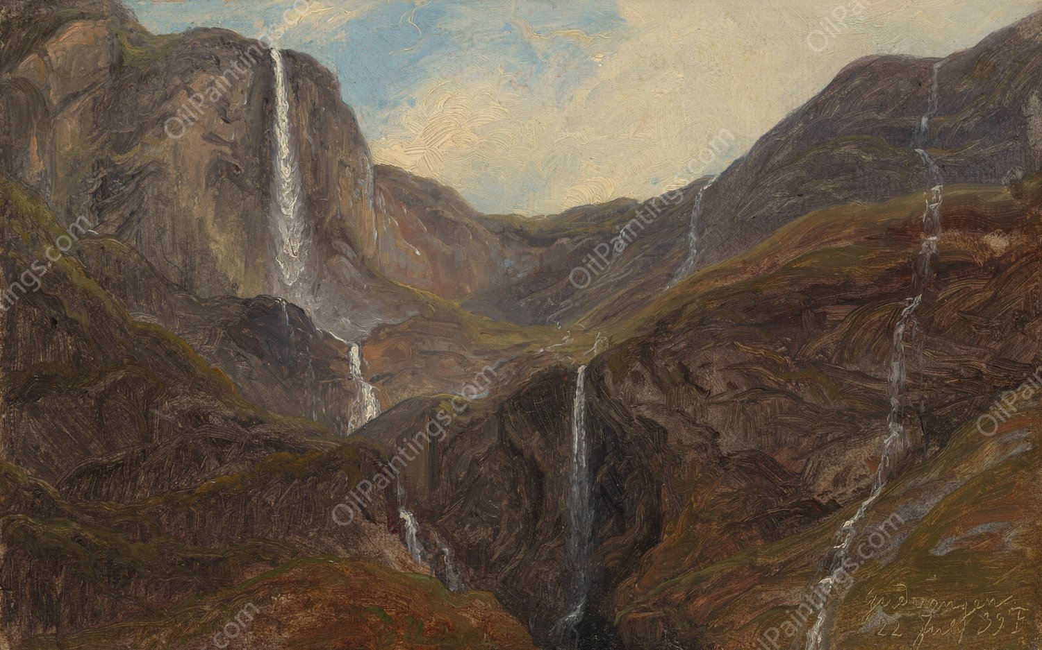 Gudvangen  by Thomas Fearnley - Hand-Painted Oil Painting Reproduction