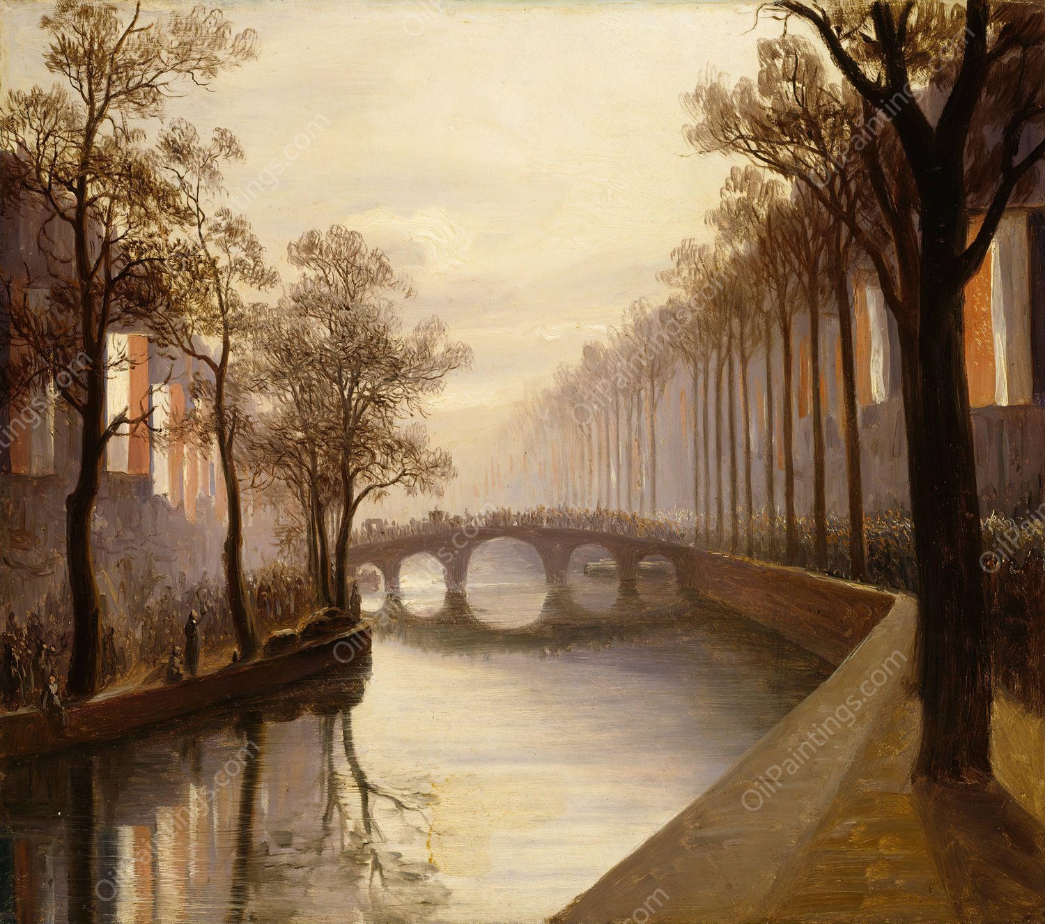 King Vilhelm II's ceremonial Processsion in Amsterdam in 1840  by Thomas Fearnley - Hand-Painted Oil Painting Reproduction