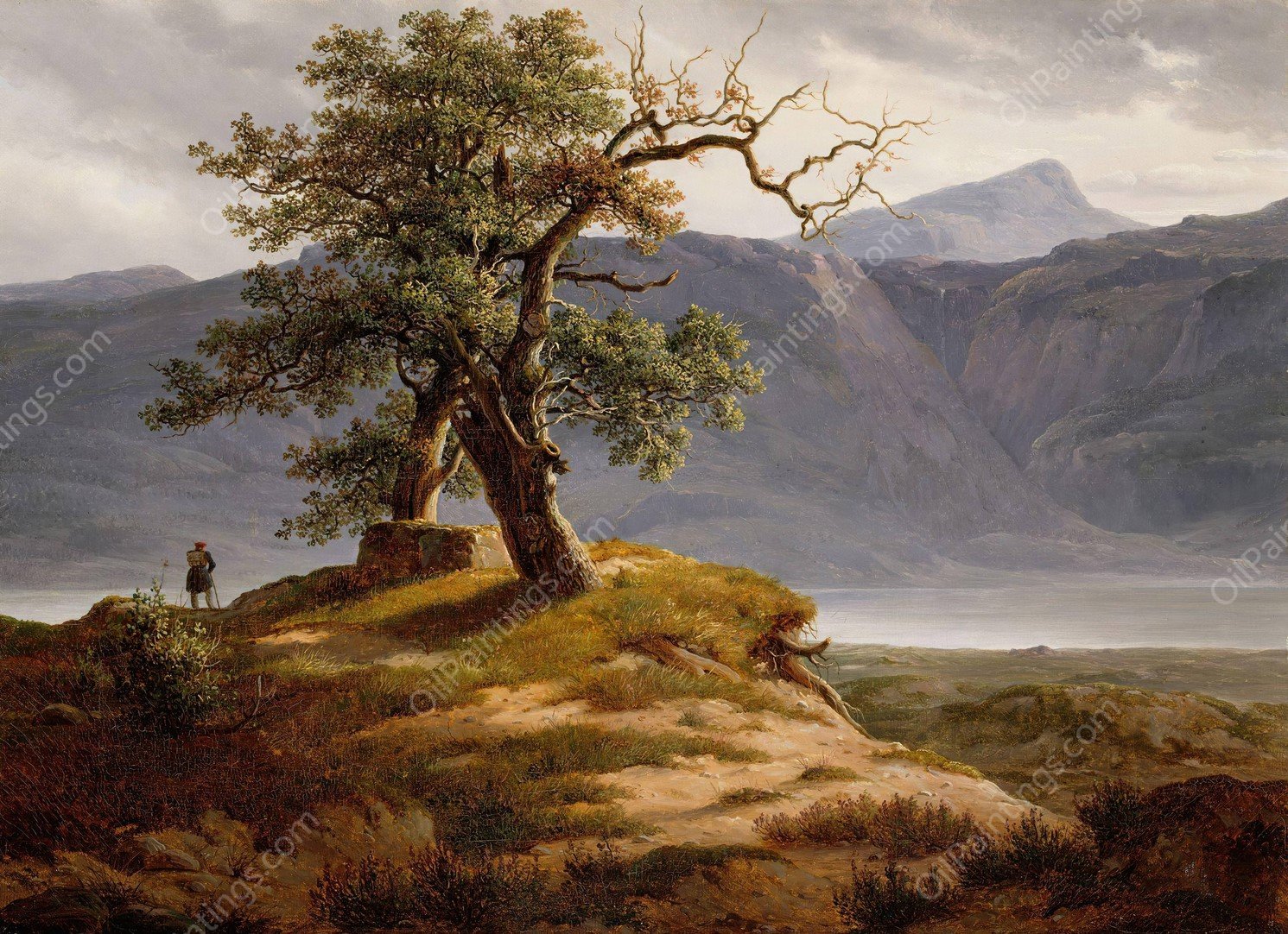 Landscape with a Wanderer  by Thomas Fearnley - Hand-Painted Oil Painting Reproduction