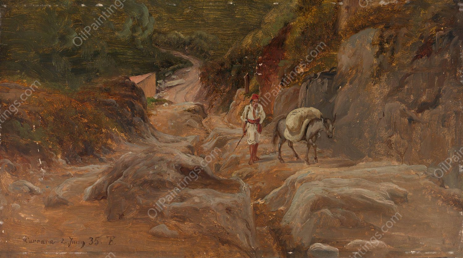 Road in Carrara  by Thomas Fearnley - Hand-Painted Oil Painting Reproduction