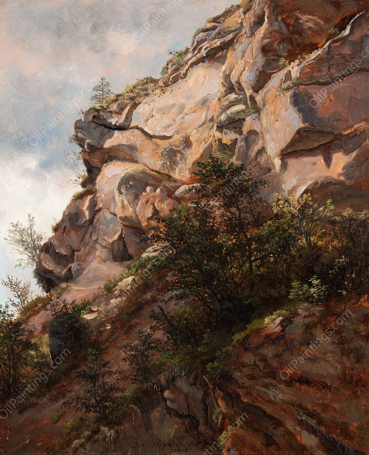 Rock at Berchtesgaden by Thomas Fearnley - Hand-Painted Oil Painting Reproduction