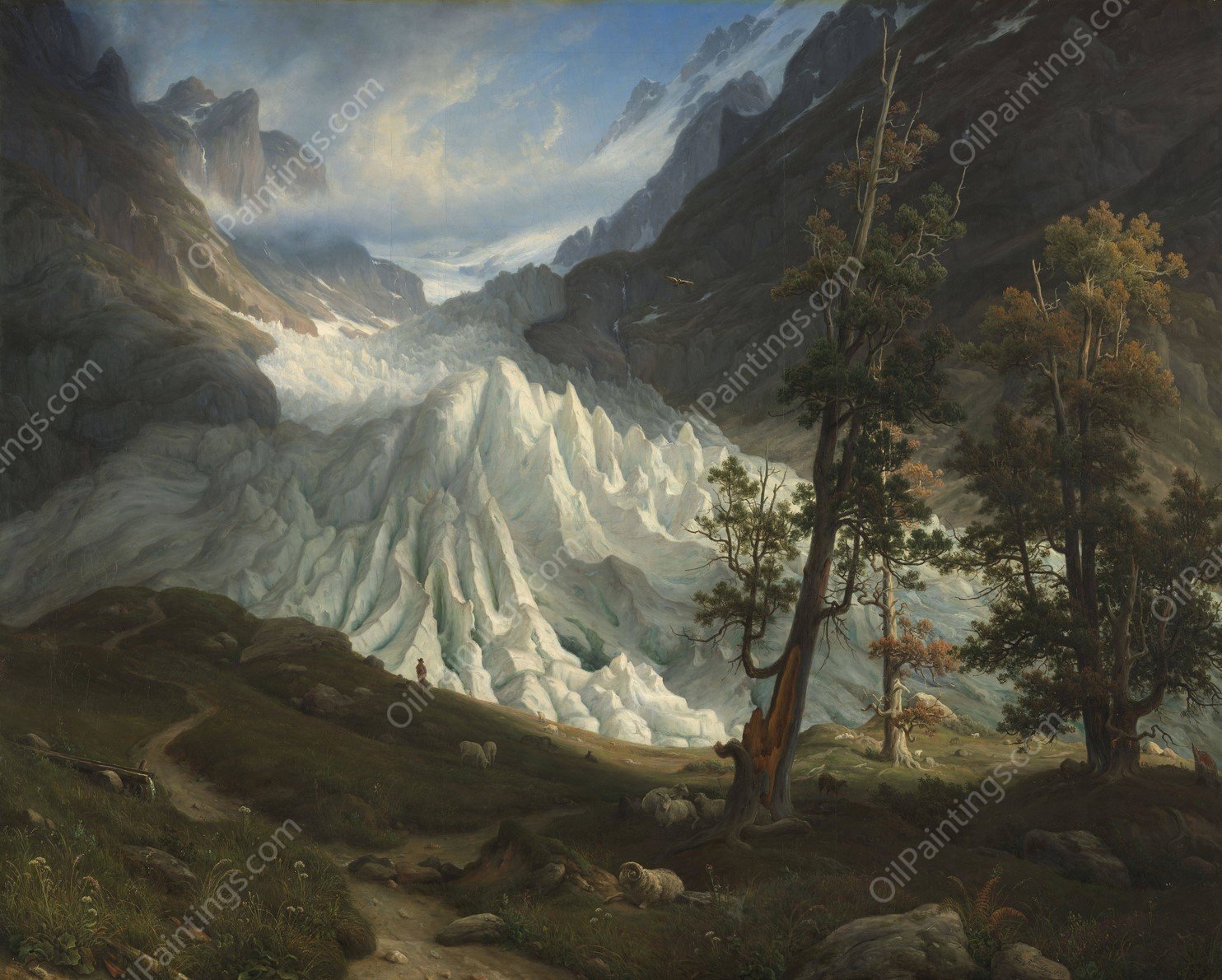 The Grindelwaldgletscher  by Thomas Fearnley - Hand-Painted Oil Painting Reproduction