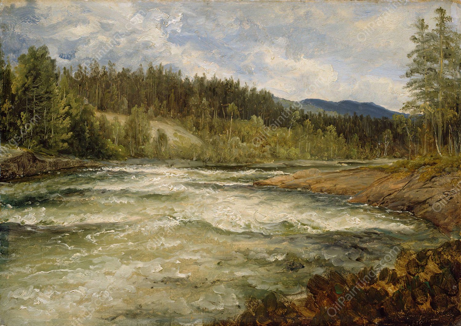 The Labro Falls  by Thomas Fearnley - Hand-Painted Oil Painting Reproduction