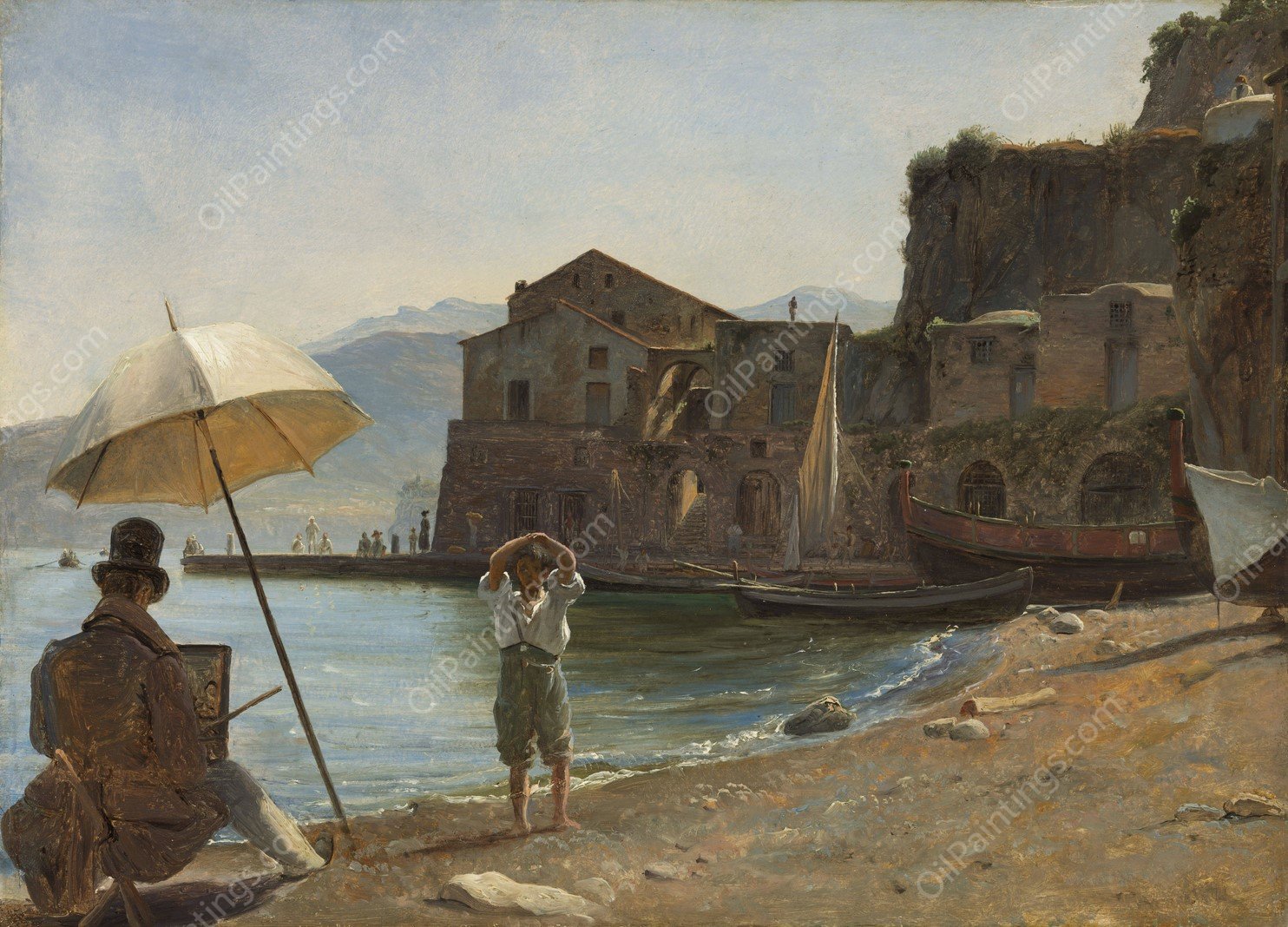 The Painter and the Boy  by Thomas Fearnley - Hand-Painted Oil Painting Reproduction