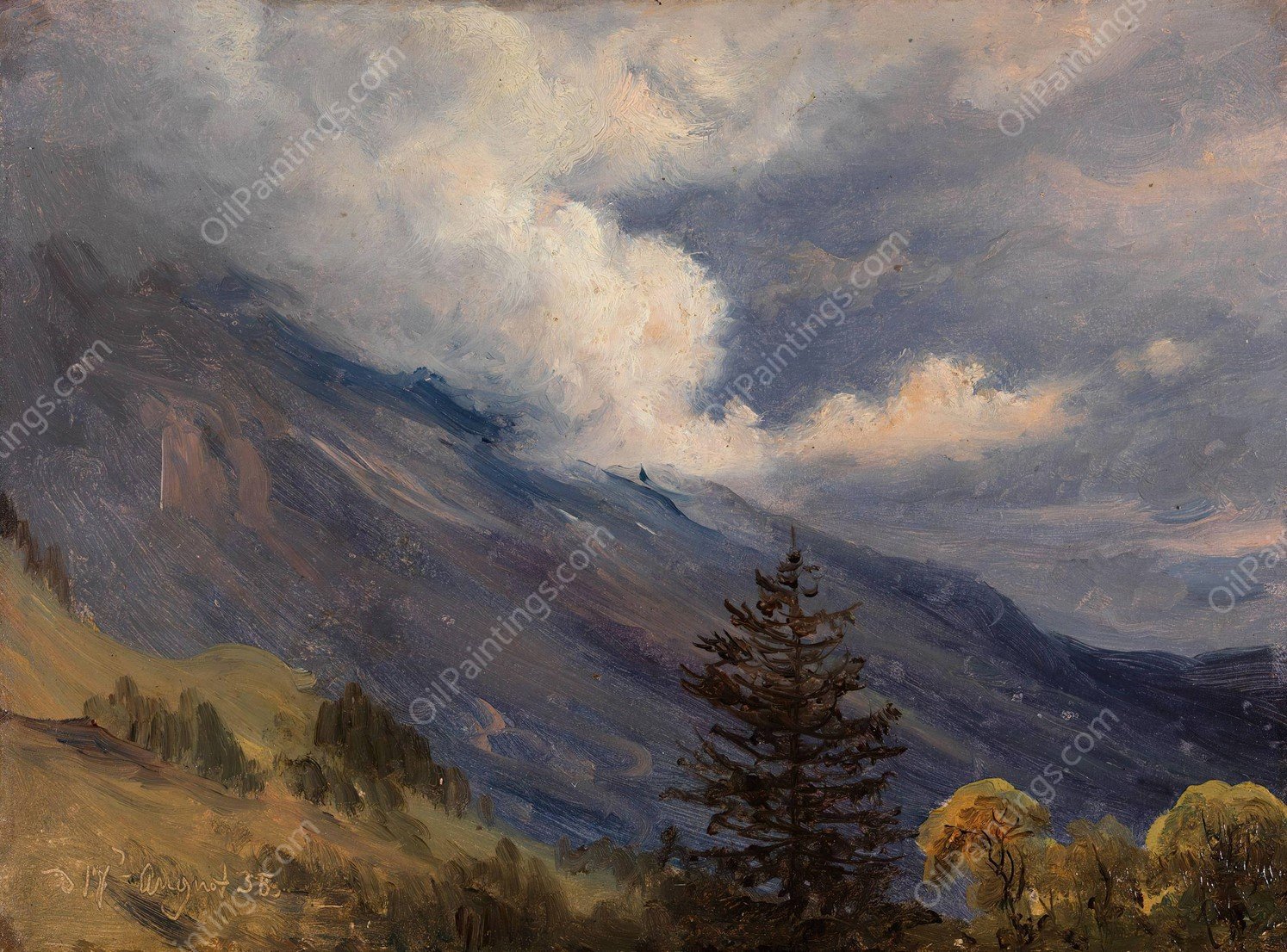View from Grindelwald in Switzerland  by Thomas Fearnley - Hand-Painted Oil Painting Reproduction
