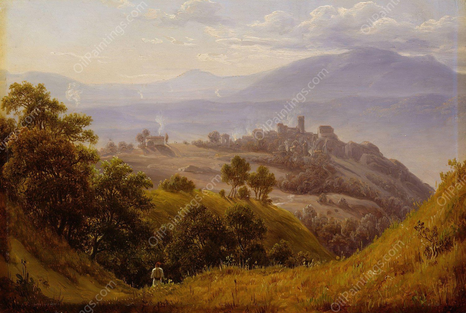 View of Olevano  by Thomas Fearnley - Hand-Painted Oil Painting Reproduction