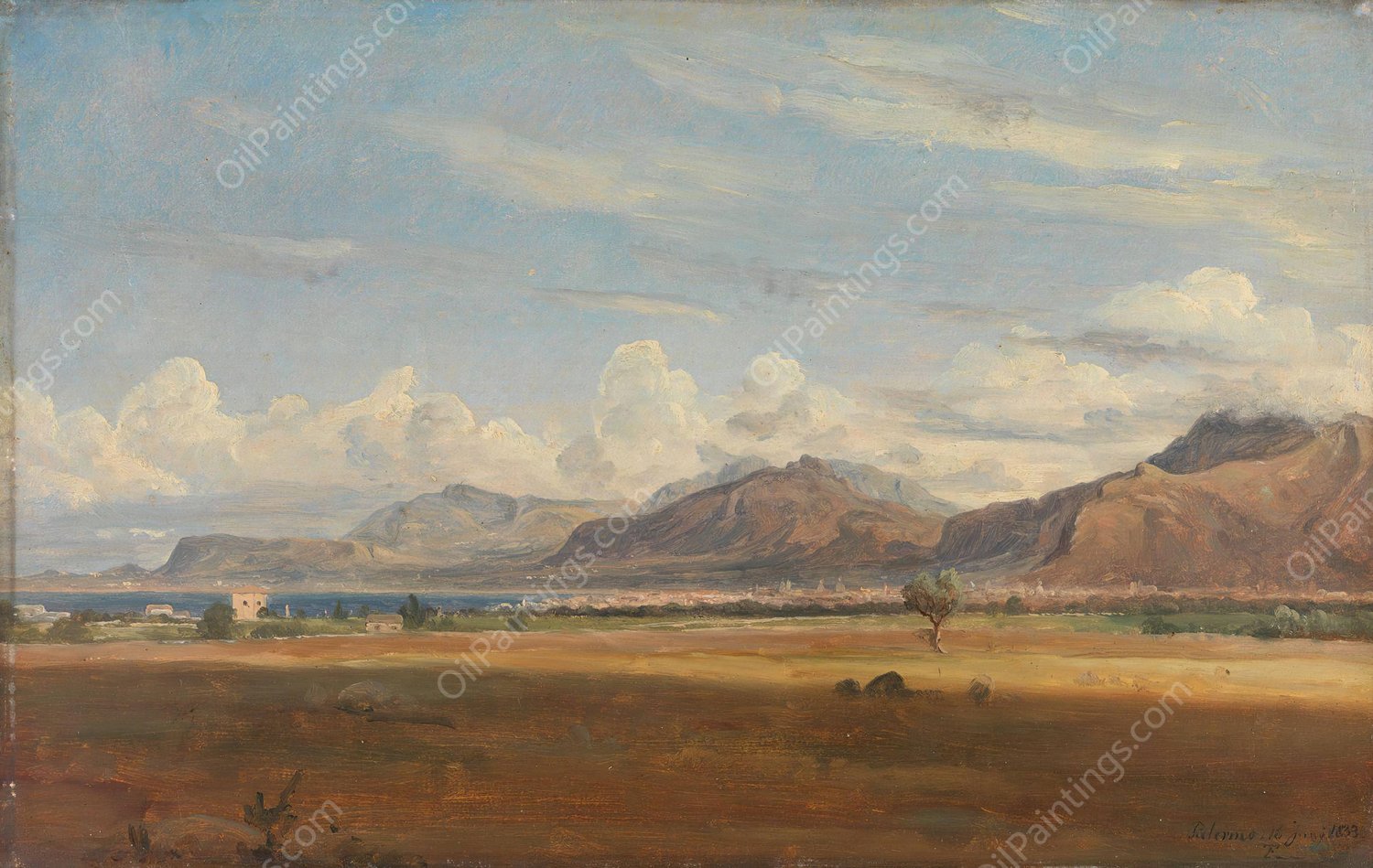 View of Palermo  by Thomas Fearnley - Hand-Painted Oil Painting Reproduction