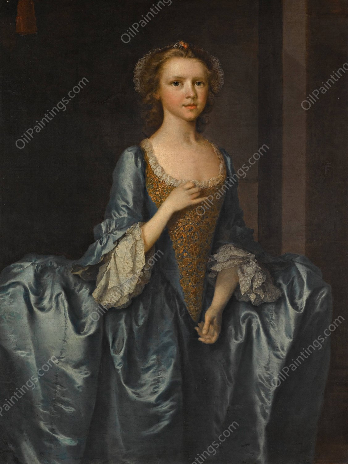 Portrait Of Mrs. Hibbert, When A Girl by Thomas Frye - Hand-Painted Oil Painting Reproduction