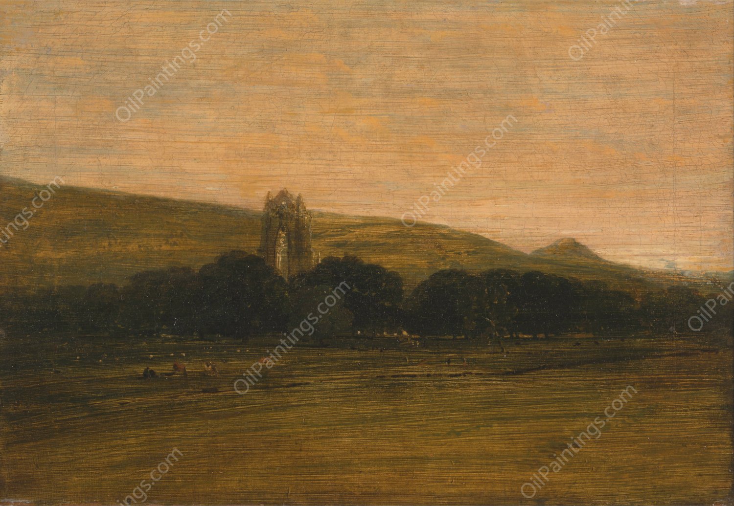 Guisborough Priory by Thomas Girtin - Hand-Painted Oil Painting Reproduction