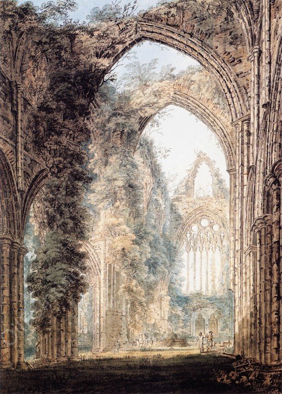 Interior of Tintern Abbey Looking Toward the West Window by Thomas Girtin - Hand-Painted Oil Painting Reproduction
