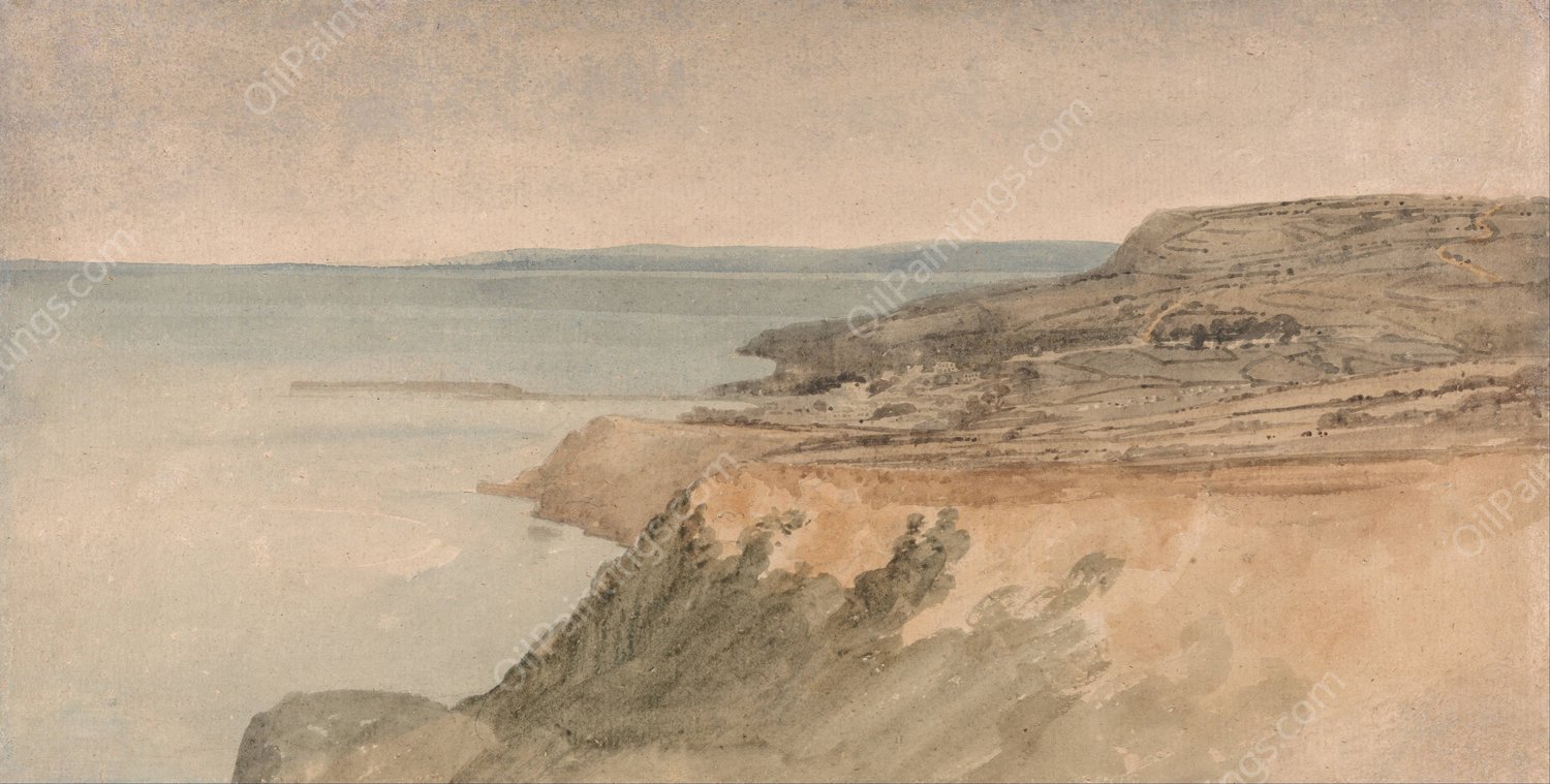 Lyme Regis, Dorset  by Thomas Girtin - Hand-Painted Oil Painting Reproduction