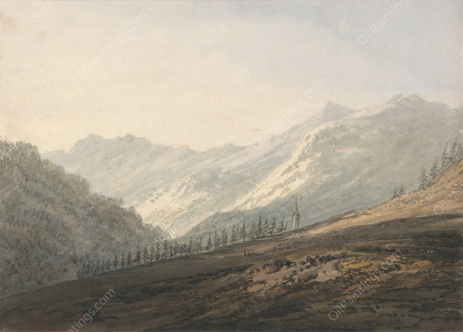 Near Sterzing, Tyrol  by Thomas Girtin - Hand-Painted Oil Painting Reproduction