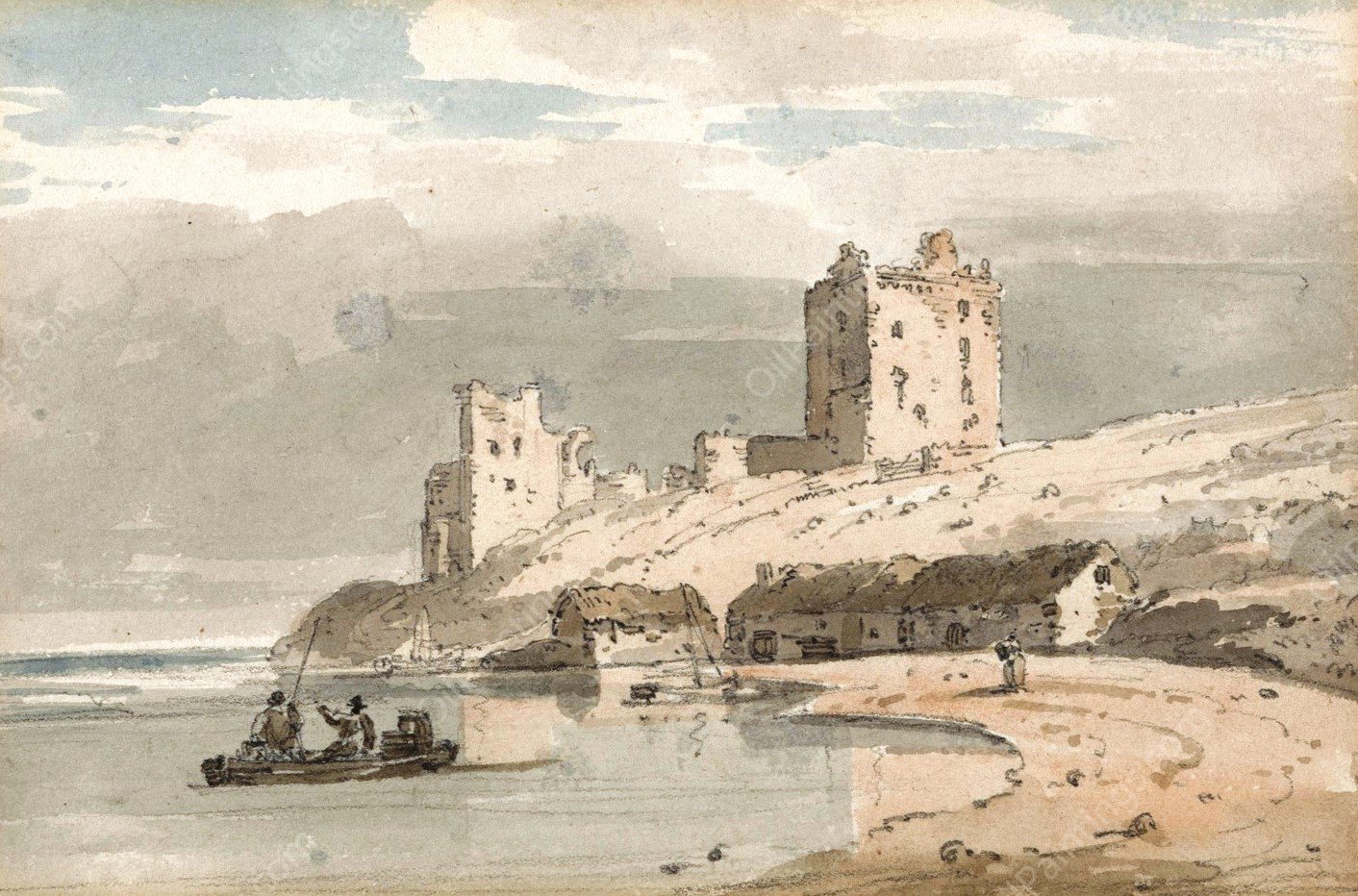 Ruins on the Coast by Thomas Girtin - Hand-Painted Oil Painting Reproduction