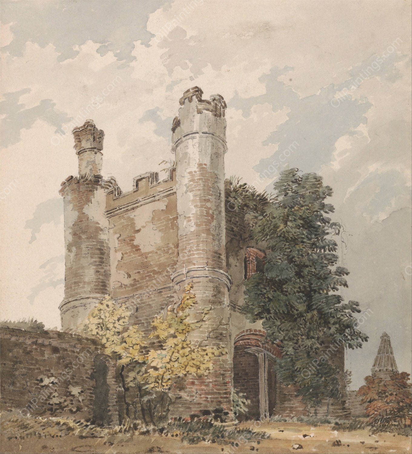 Tolleshunt-Beckingham, Essex  by Thomas Girtin - Hand-Painted Oil Painting Reproduction