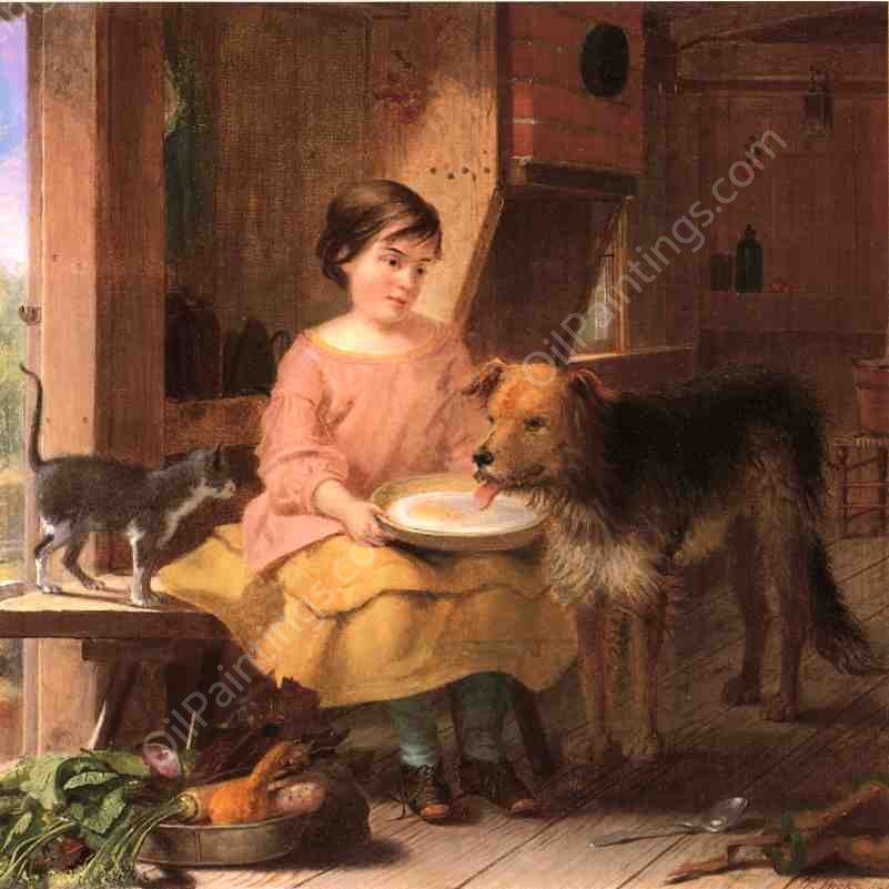 Frugal Meal by Thomas Hicks - Hand-Painted Oil Painting Reproduction