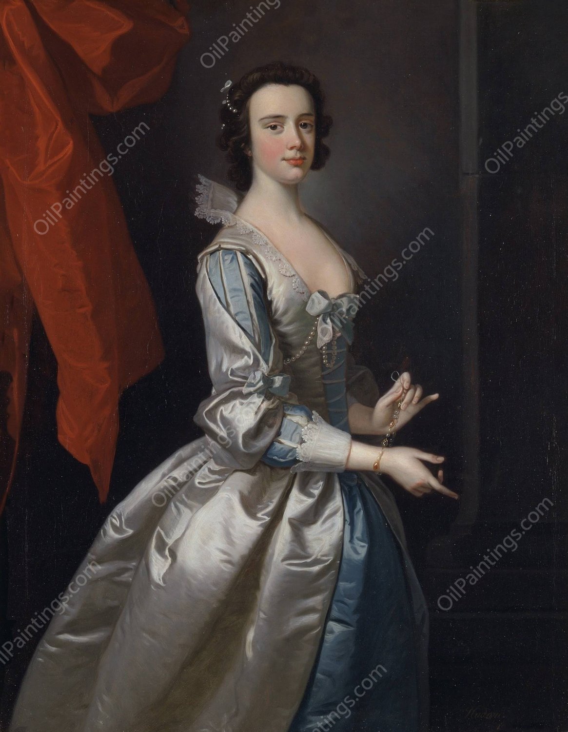 Portrait of a Woman, Probably Elizabeth Aislabie, of Studley Royal, Yorkshire by Thomas Hudson - Hand-Painted Oil Painting Reproduction