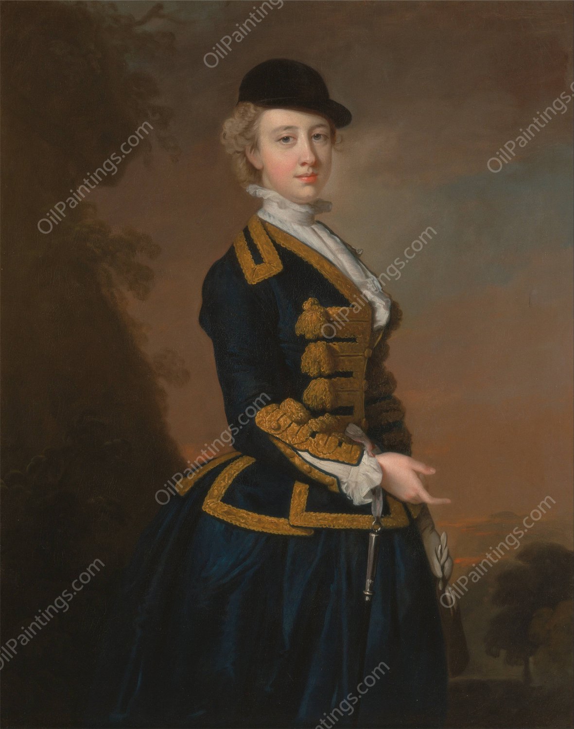 Portrait of a Young Woman of the Fortesque Family of Devon by Thomas Hudson - Hand-Painted Oil Painting Reproduction