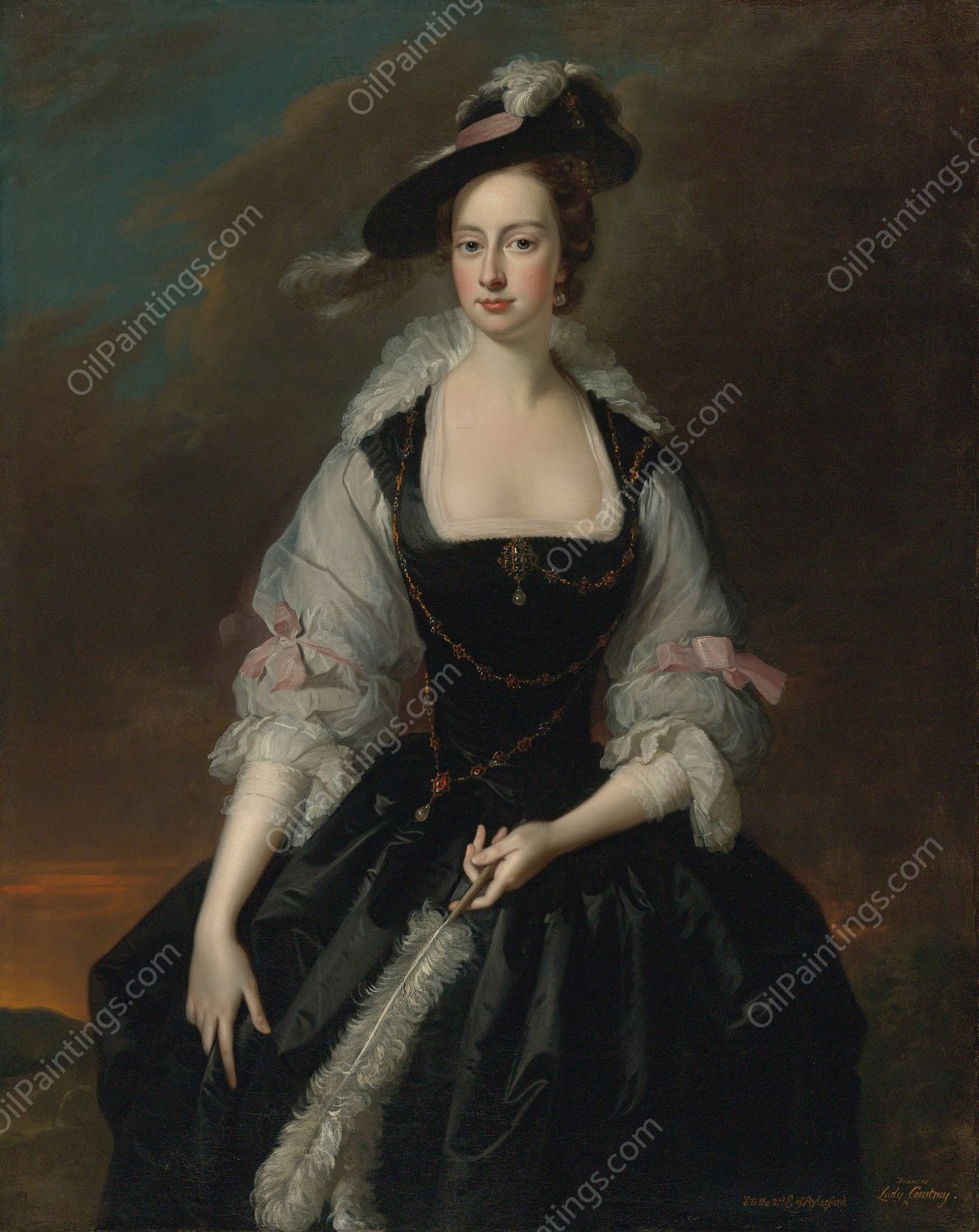 Portrait of Lady Frances Courtenay by Thomas Hudson - Hand-Painted Oil Painting Reproduction