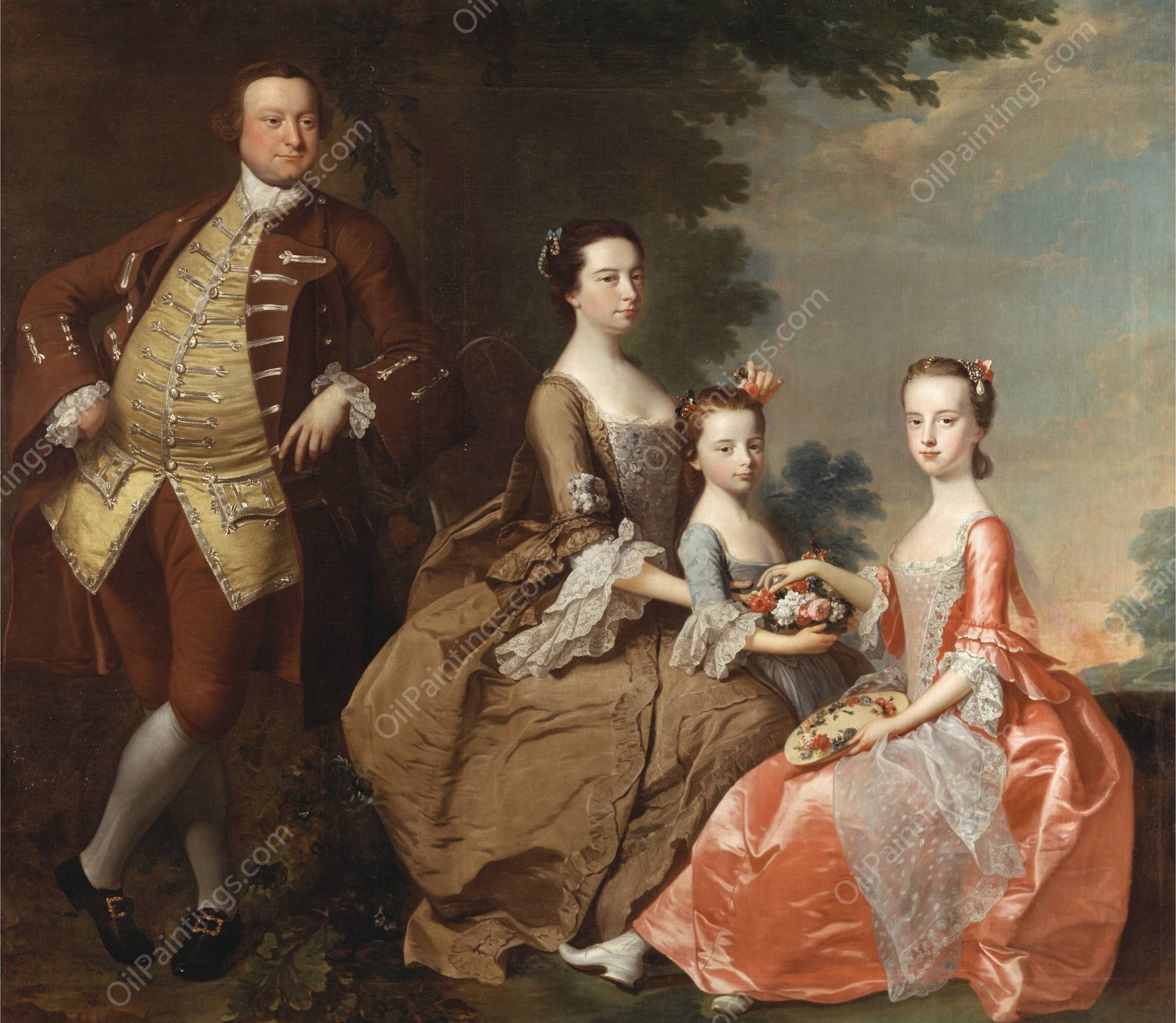 The Thistlethwayte Family  by Thomas Hudson - Hand-Painted Oil Painting Reproduction