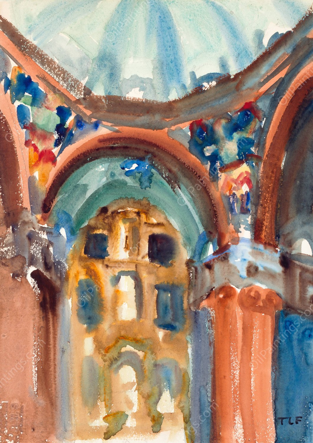 Church Interior by Thomas La Farge - Hand-Painted Oil Painting Reproduction