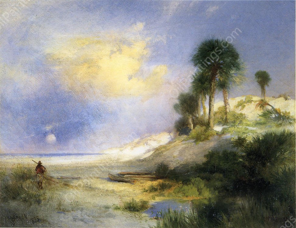 Fort George Island, Florida by Thomas Moran - Hand-Painted Oil Painting Reproduction