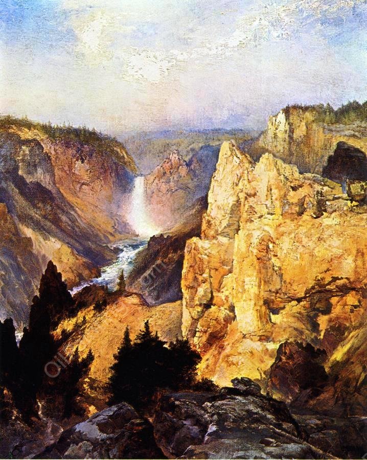 Grand Canyon of the Yellowstone by Thomas Moran - Hand-Painted Oil Painting Reproduction