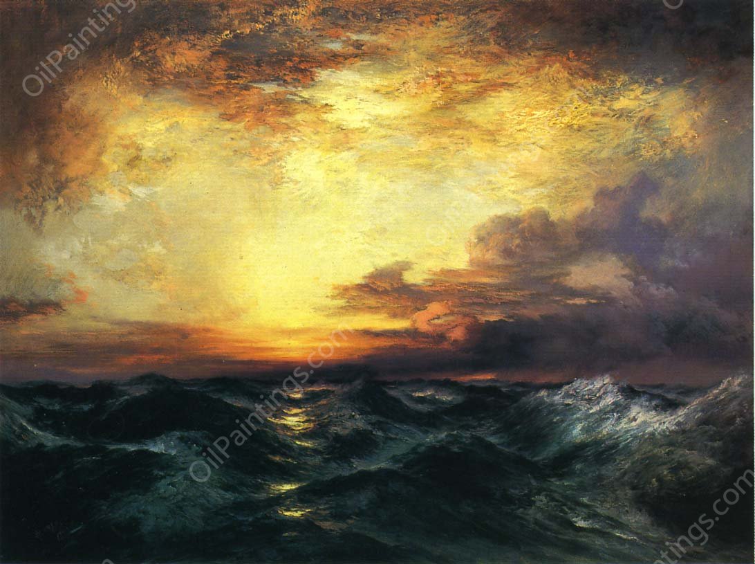 Pacific Sunset by Thomas Moran - Hand-Painted Oil Painting Reproduction