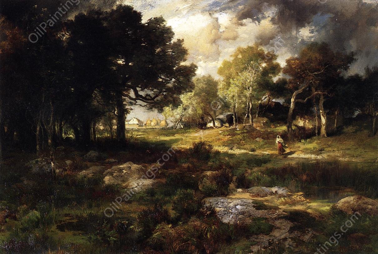 Romantic Landscape by Thomas Moran - Hand-Painted Oil Painting Reproduction
