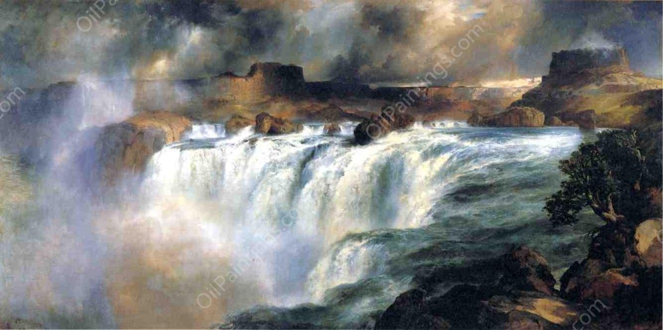 Shoshone Falls on the Snake River by Thomas Moran - Hand-Painted Oil Painting Reproduction