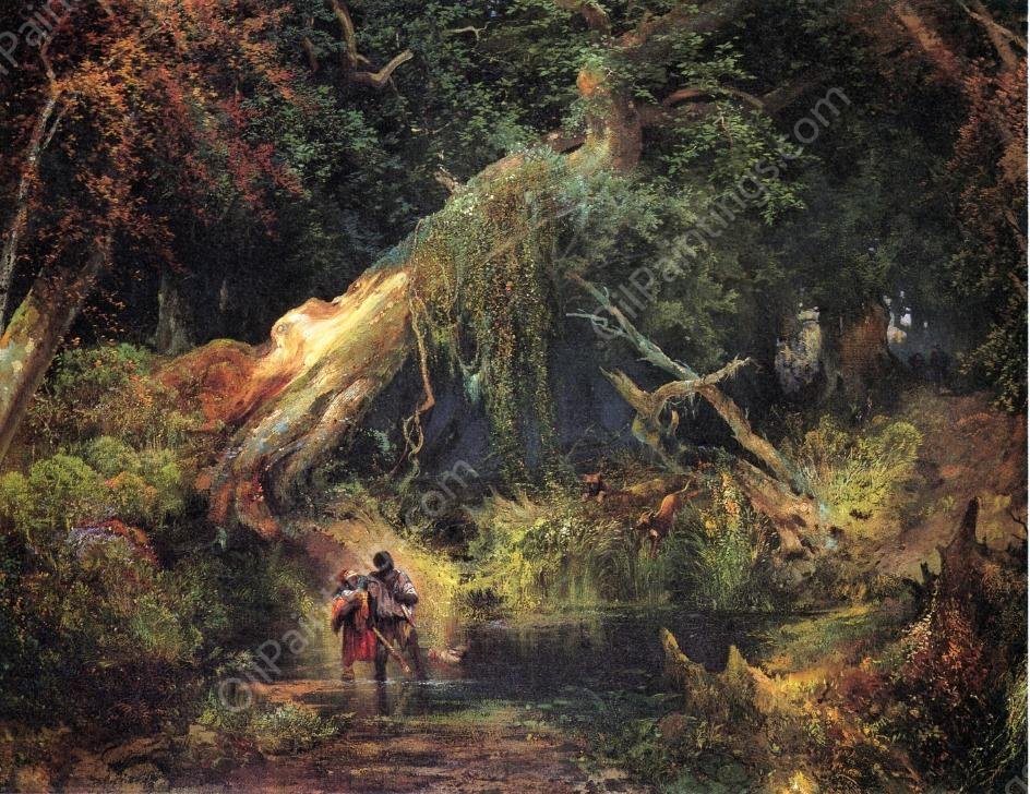 Slave Hunt, Dismal Swamp, Virginia by Thomas Moran - Hand-Painted Oil Painting Reproduction