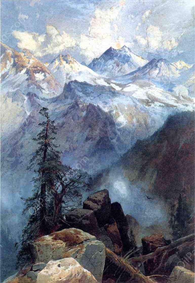 Summit of the Sierras by Thomas Moran - Hand-Painted Oil Painting Reproduction