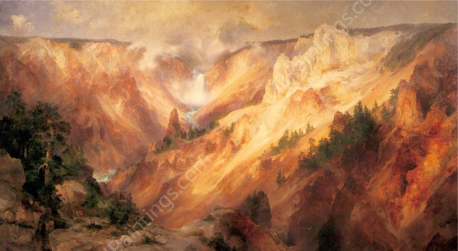 The Grand Canyon of the Yellowstone by Thomas Moran - Hand-Painted Oil Painting Reproduction