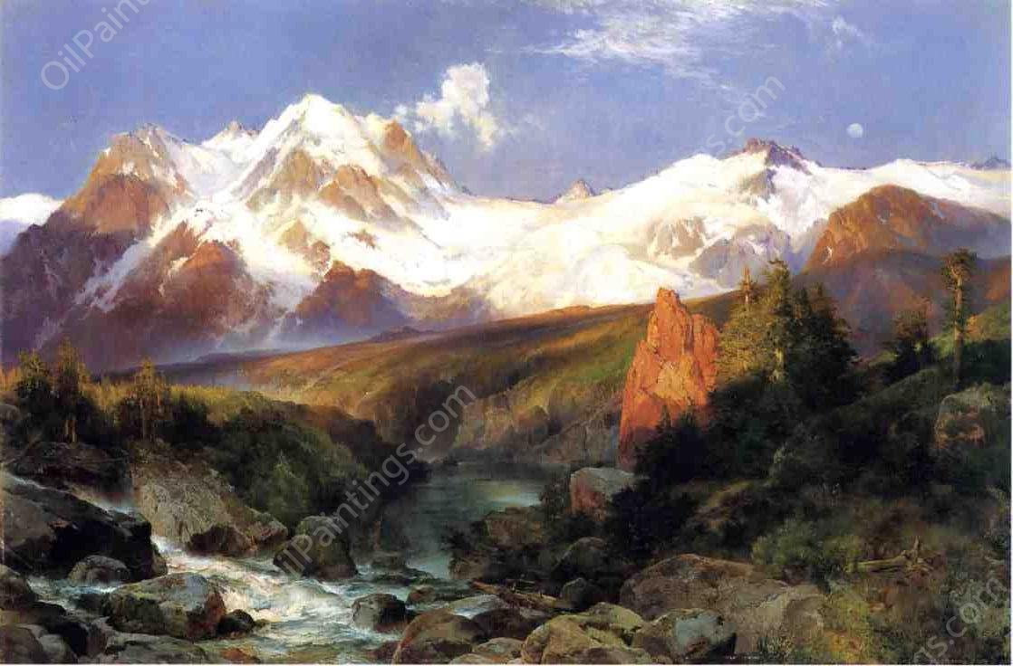The Teton Range by Thomas Moran - Hand-Painted Oil Painting Reproduction