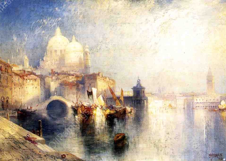 Venice, Italy not Named by Thomas Moran - Hand-Painted Oil Painting Reproduction