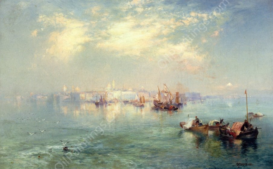 Vera Cruz Harbor, Mexico by Thomas Moran - Hand-Painted Oil Painting Reproduction