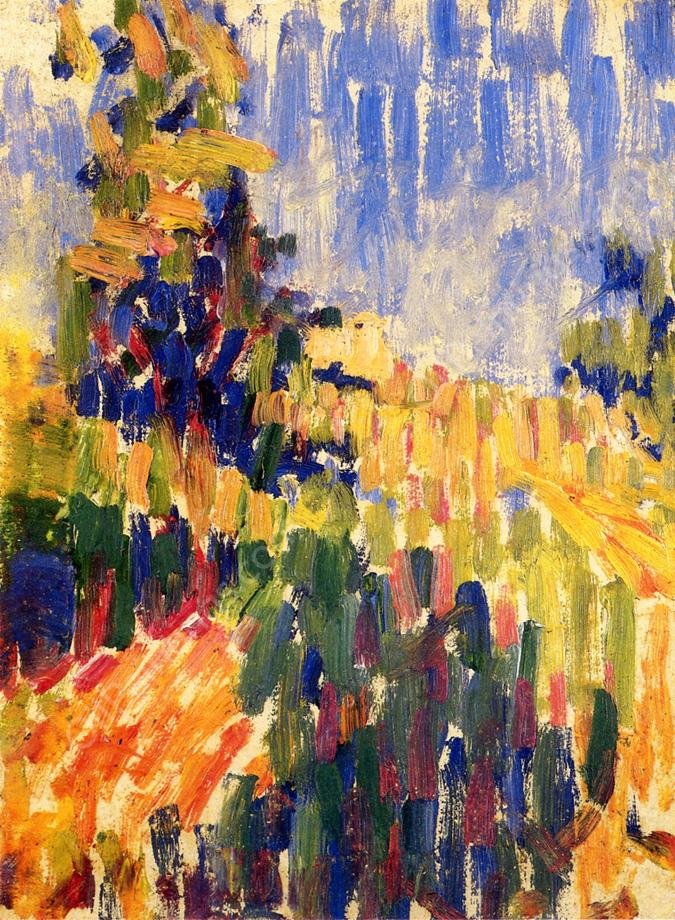 Landscape with Grey Sky by Thomas P Anshutz - Hand-Painted Oil Painting Reproduction