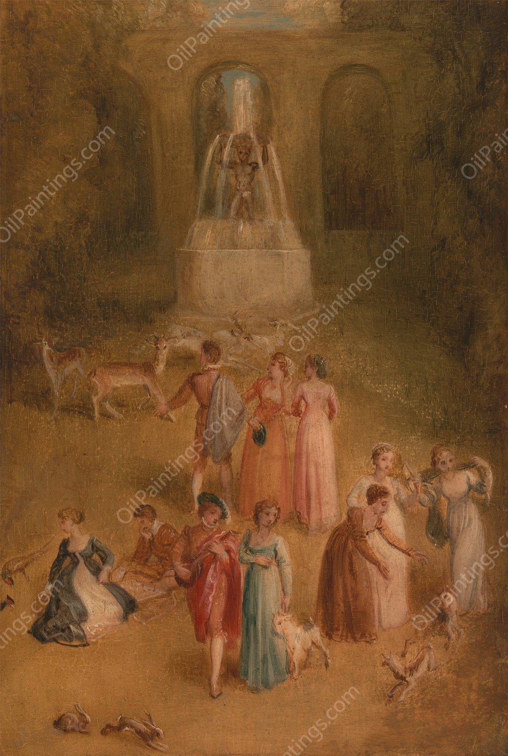 The Meadow  by Thomas Stothard - Hand-Painted Oil Painting Reproduction