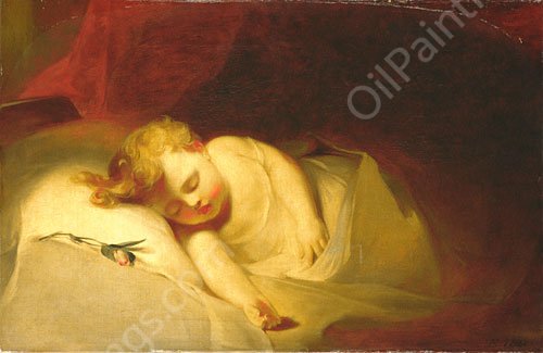 Child Asleep The Rosebud by Thomas Sully - Hand-Painted Oil Painting Reproduction