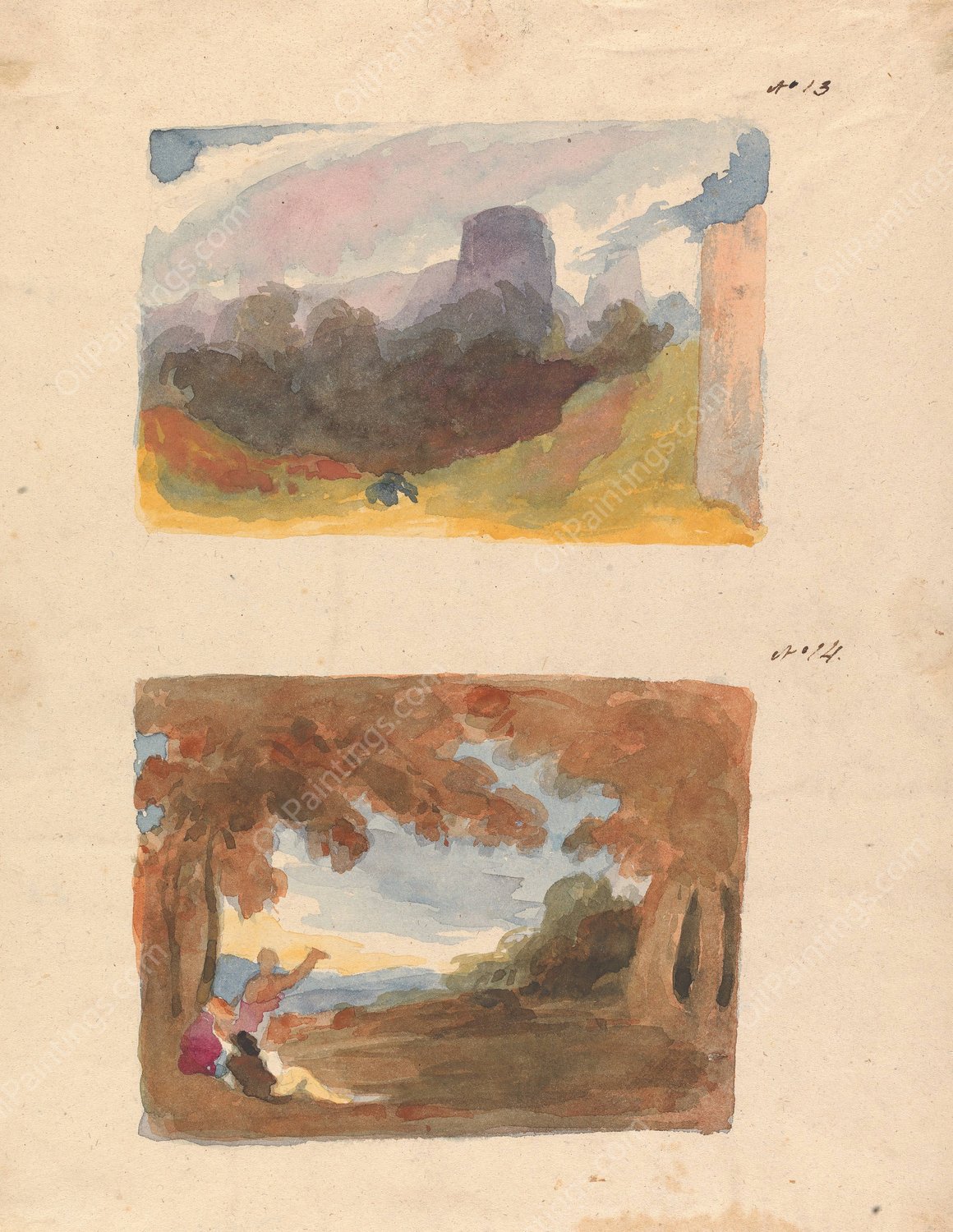 Landscape with Castle - Modern Manner  by Thomas Sully - Hand-Painted Oil Painting Reproduction