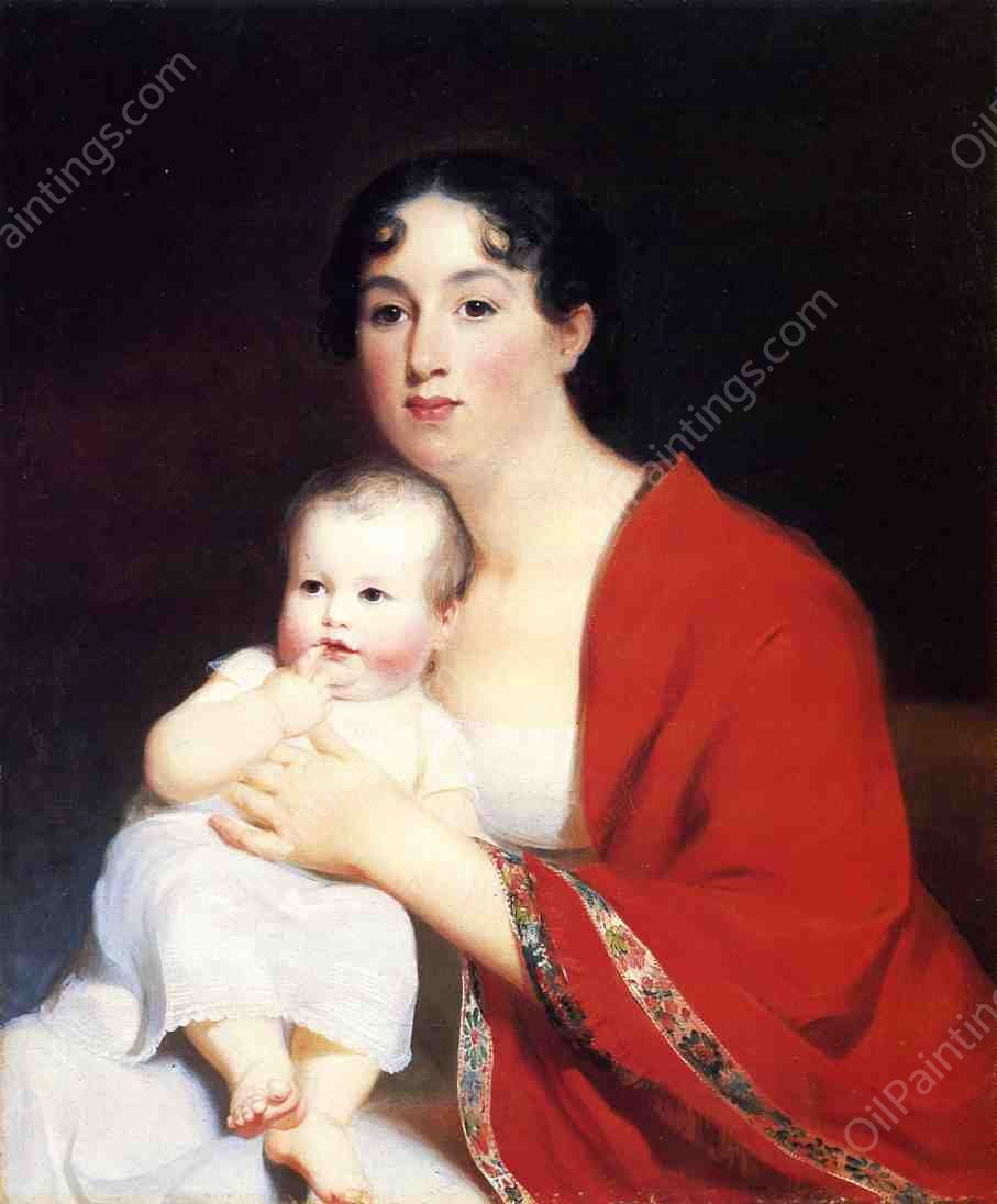 Madame Brujere and Child by Thomas Sully - Hand-Painted Oil Painting Reproduction