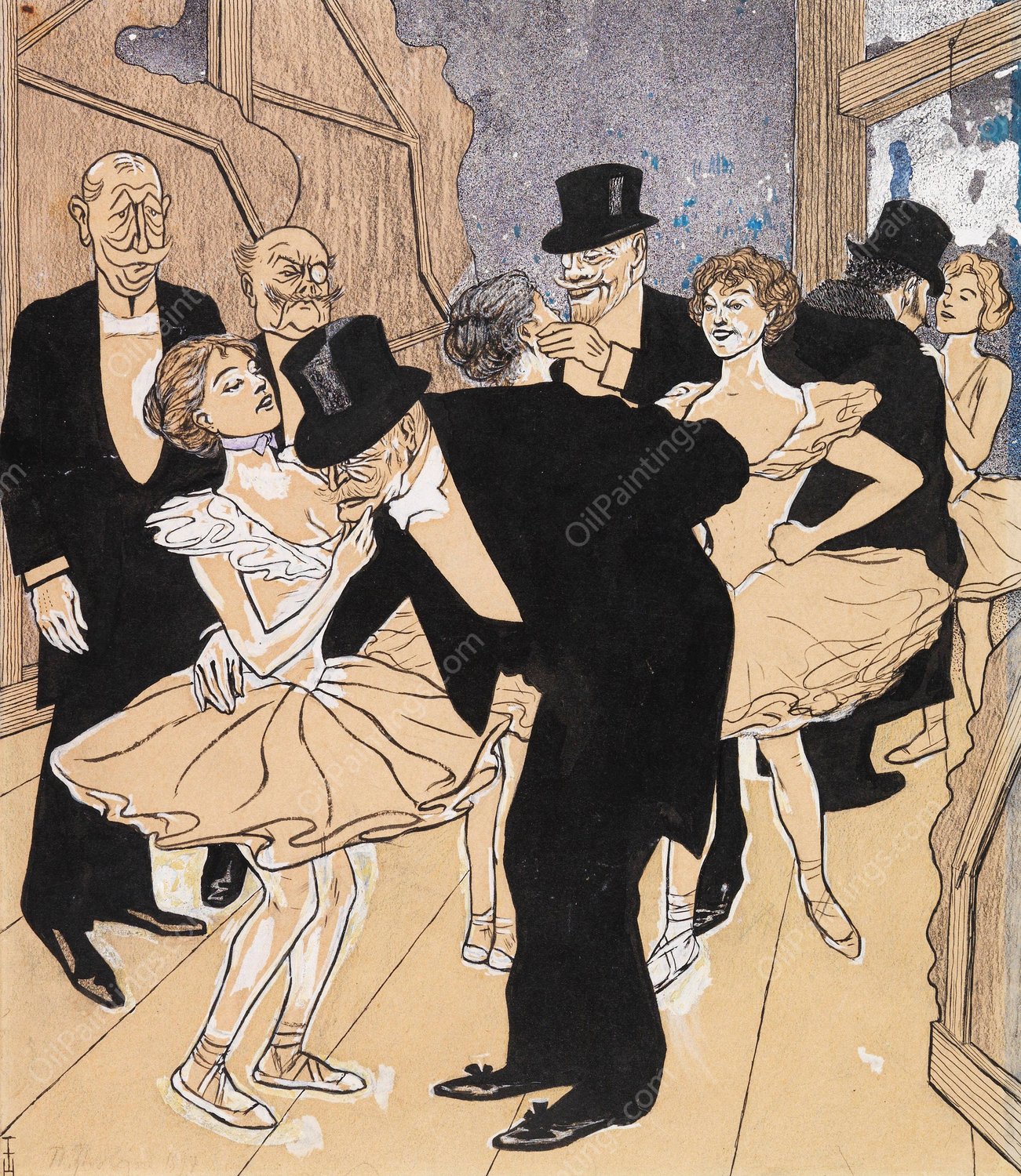 Aus dem Nekrolog eines Fursten  by Thomas Theodor Heine - Hand-Painted Oil Painting Reproduction