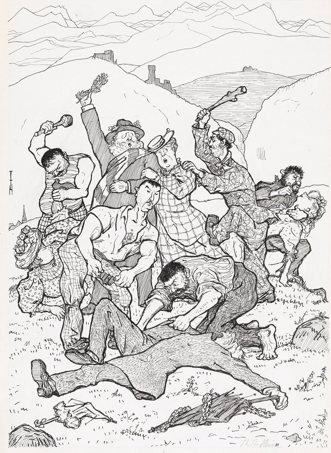 Aus Welschtirol  by Thomas Theodor Heine - Hand-Painted Oil Painting Reproduction