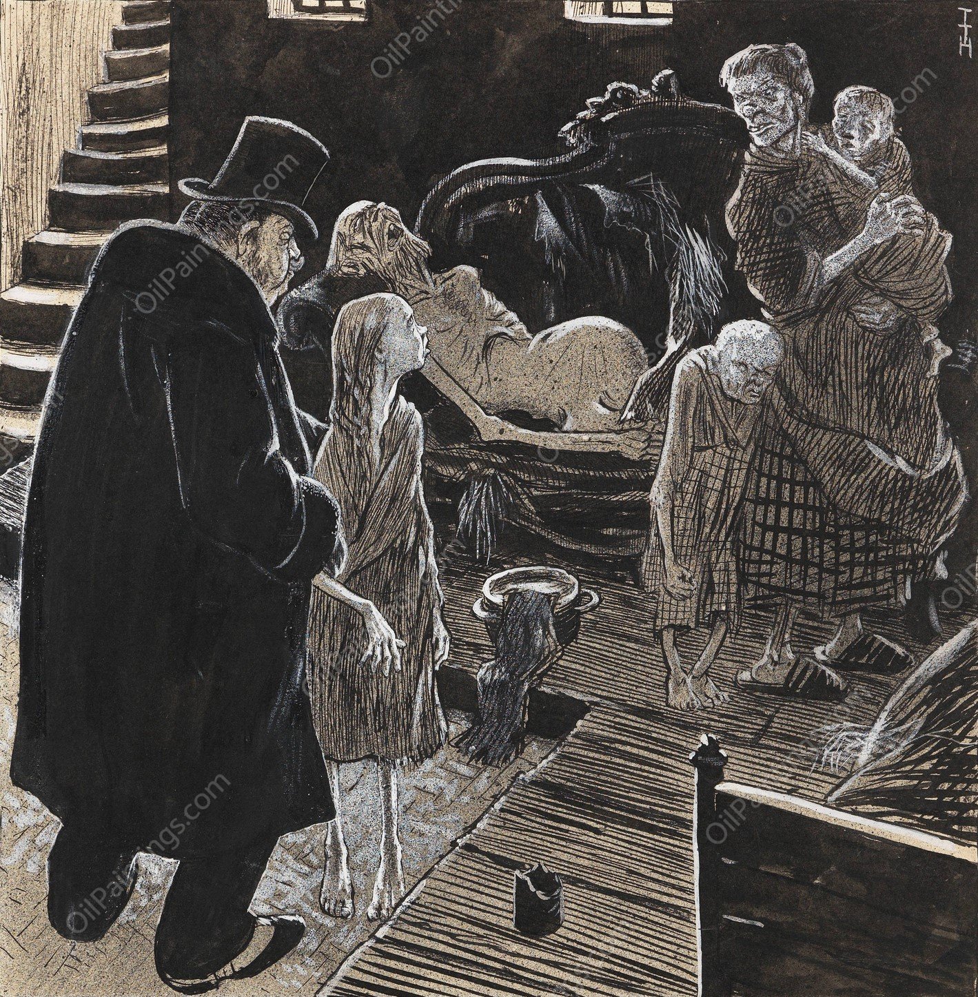 Durchs dunkelste Deutschland  by Thomas Theodor Heine - Hand-Painted Oil Painting Reproduction